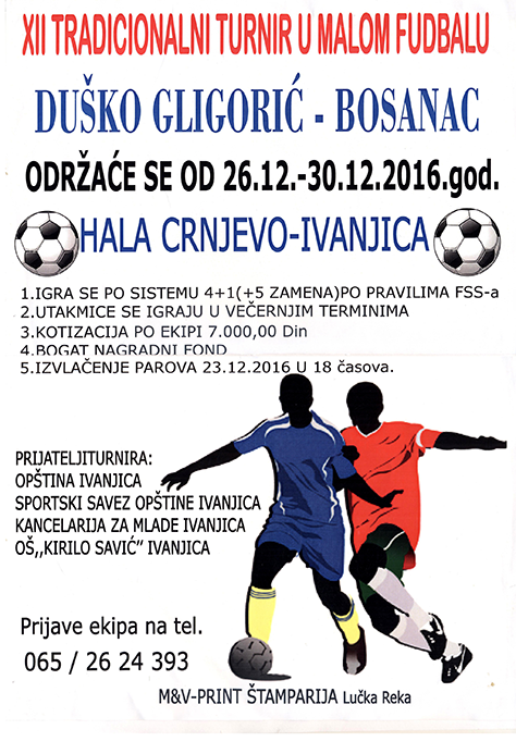 Plakat-Bosanac474 Turnir u malom fudbalu, kotizacija 7.000