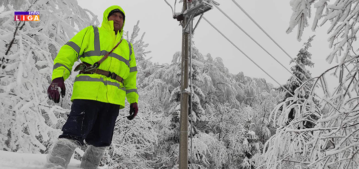 IL-Monteri-Sjenica-1 Sa lica mesta: U dubokom snegu otklanjaju kvar na dalekovodu (VIDEO)