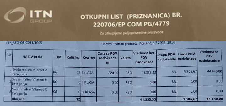 IL-cena-maline-ITN-Kosjeric-hladnjaca- Asocijacija malinara poručuje: Izjednačite cenu otkupa ili sledi blokada hladnjača u Arilju i Ivanjici