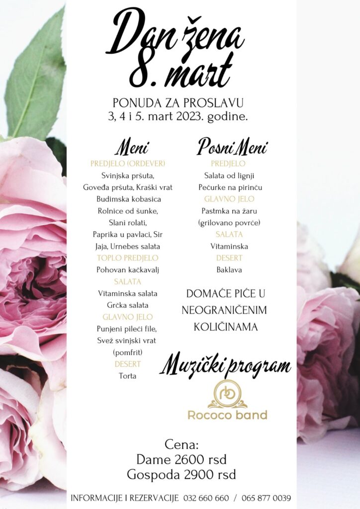 Ponuda-8.-mart-Hotel-Prezident-724x1024 Proslavite 8. mart u hotelu ''Prezident'' u Ivanjici uz Rococo Bend (VIDEO)