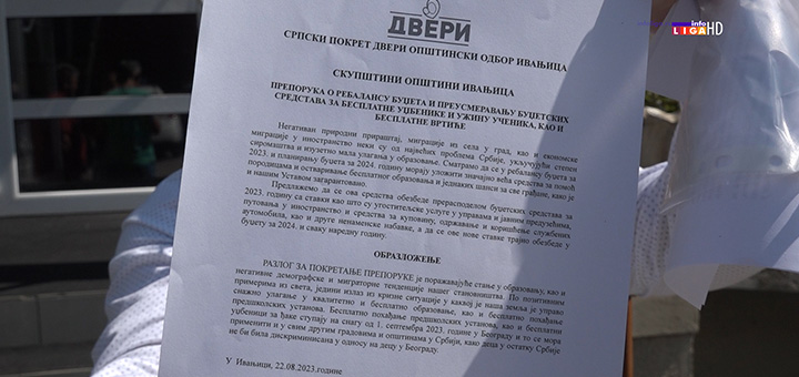 il-dveri-zahtev Ivanjica-Opštinski odbor Dveri predao preporuku za rebalans budžeta (VIDEO)