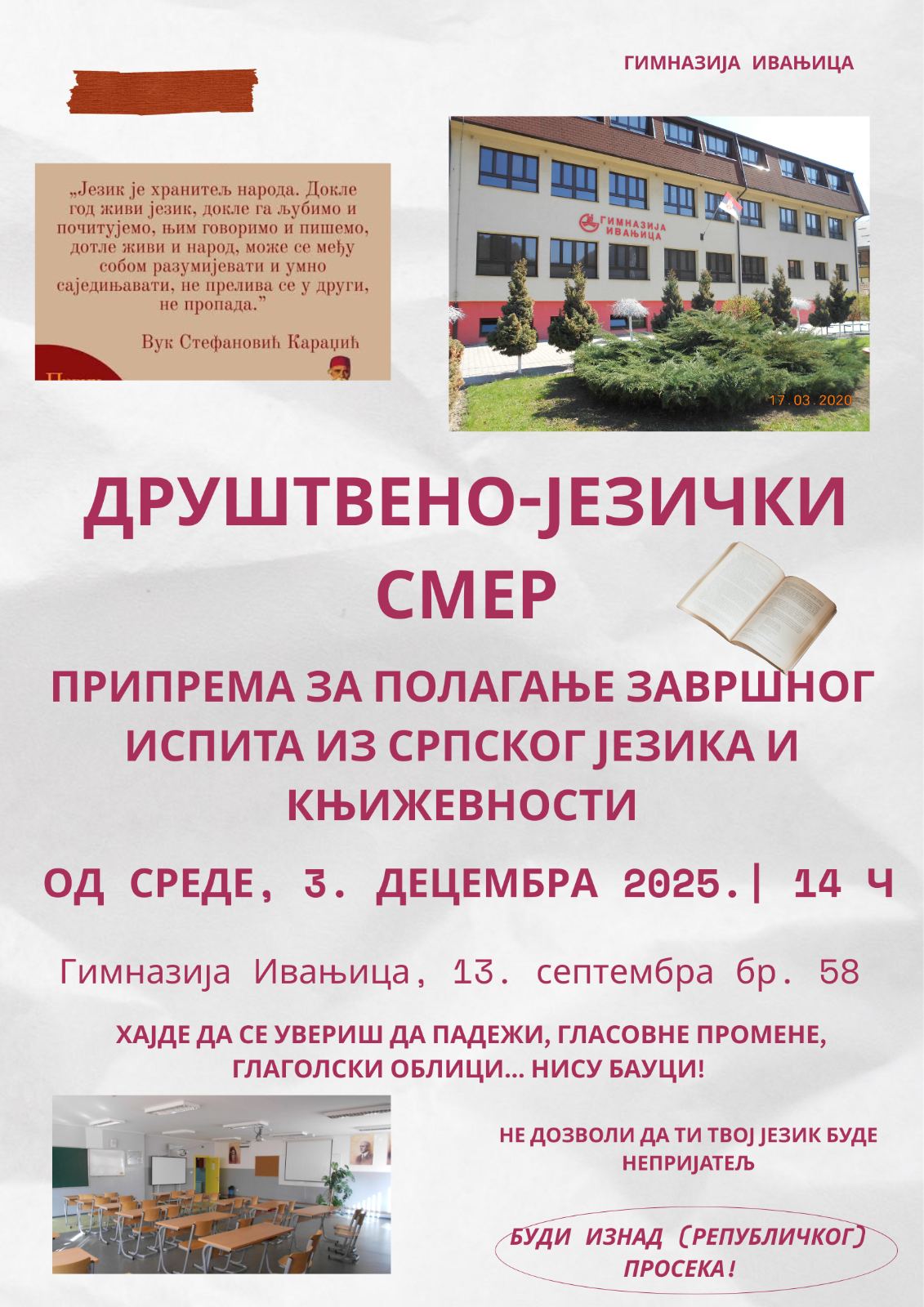 Drustveno-jezicki-smer-Flajer Pripremna nastava za buduće gimnazijalce društveno-jezičkog smera